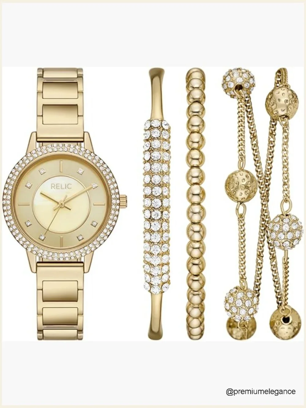 Gold-Tone Bracelet Watch with Mother-of-Pearl Dial - Gift Set
